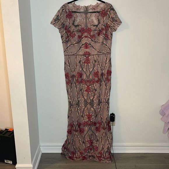 JS collection women dress pink with embroidered flower mesh - Picture 3 of 6